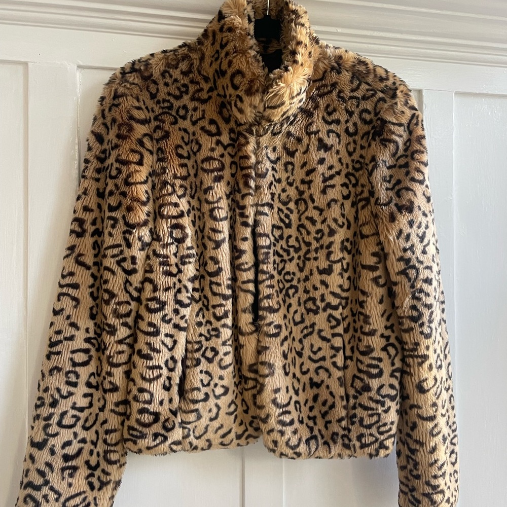 Vintage Ralph Lauren faux fur leopard print cropped jacket